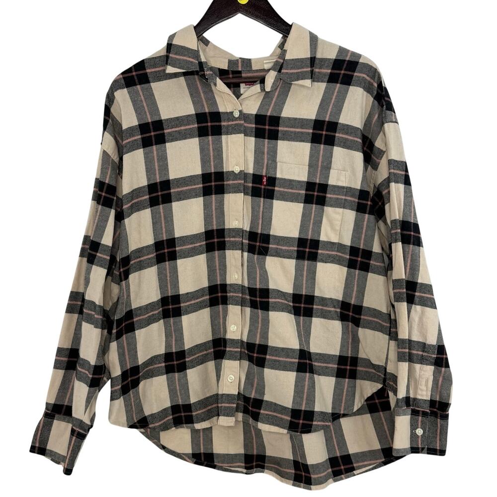 Levi's Cream & Black Plaid Button-Up Shirt
